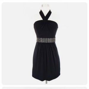 Laundry Black Beaded Waist Jersey
Halter Dress  Size 2